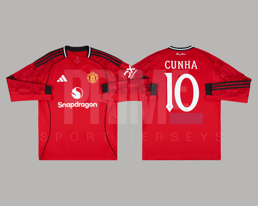 Manchester United 2025/26 local manga larga versión aficionado